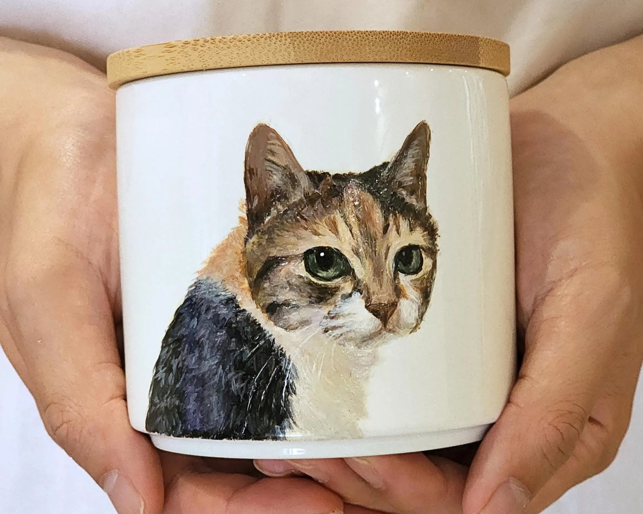 Custom Portrait Pet Urns - Hand Painted Ceramic Memorial Mugs