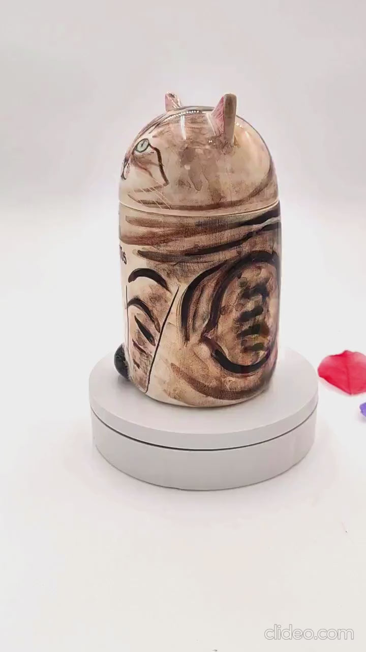 Sleep peacefully: Personalized cat urn with tranquil dome lid, forever family